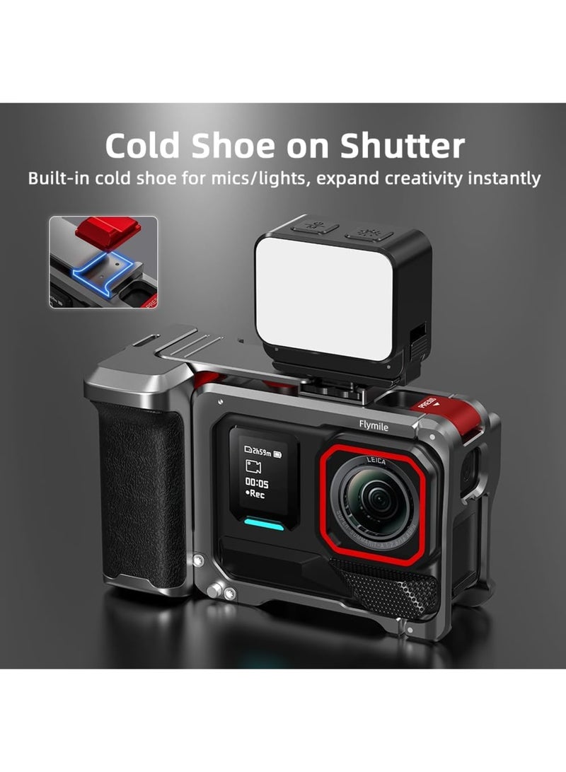 Camera Grip Holder Set,Camera Cage Set for Insta360 Ace Pro2/Ace Pro with Shutter on,Lens Cap,Strap,Full Protection,Easy Grip for Steady Shots,Travel Friendly,Ideal for Content Creators (Black) - Image 4